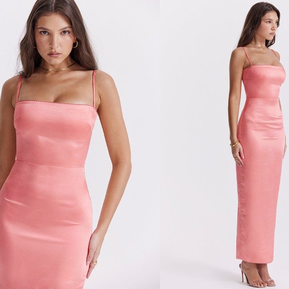 HOUSE OF CB 'Costanza' Bright Peach Maxi Dress NWOT - Picture 3 of 10